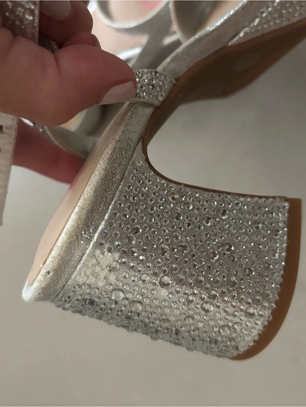 Gianni Bini Silver Rhinestone Block Heel Sandals